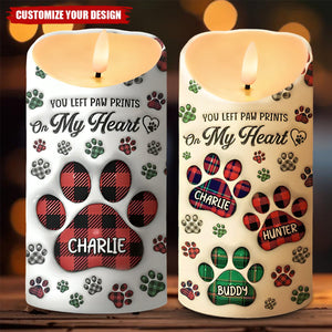 A Heartbeat At My Feet - Memorial Personalized LED Candle - Sympathy Gift For Pet Owners, Pet Lovers