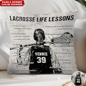 Personalized Lacrosse Life Lessons Pillow-Gift For Lacrosse Lovers