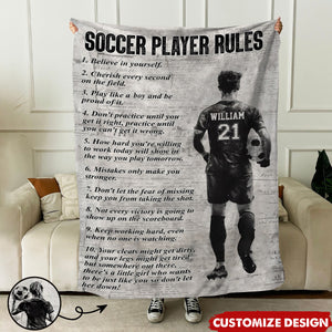 Personalized Soccer Girl Boy Blanket - Gift For Soccer Lovers