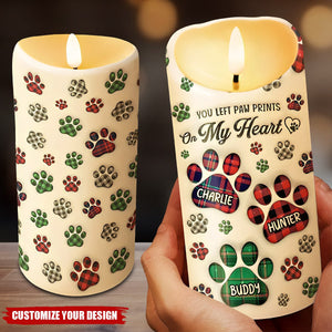 A Heartbeat At My Feet - Memorial Personalized LED Candle - Sympathy Gift For Pet Owners, Pet Lovers