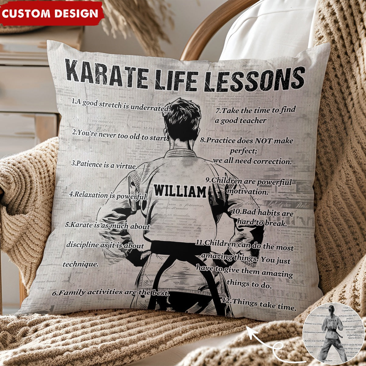 Personalized Karate Life Lessons Pillow - Gift For Karate Lovers