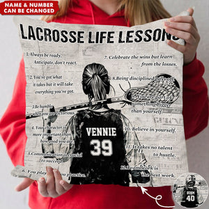 Personalized Lacrosse Life Lessons Pillow-Gift For Lacrosse Lovers