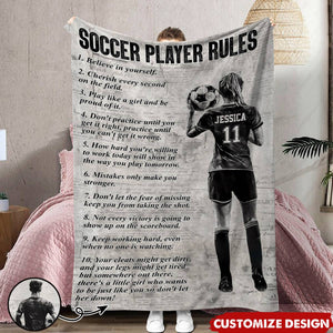 Personalized Soccer Girl Boy Blanket - Gift For Soccer Lovers