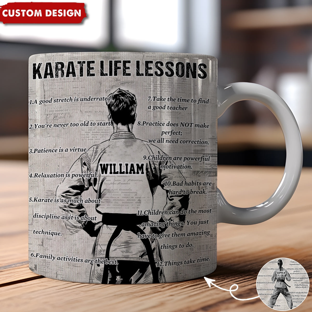 Personalized Karate Life Lessons Mug-Gift For Karate Lovers