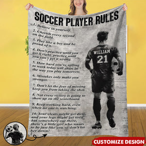 Personalized Soccer Girl Boy Blanket - Gift For Soccer Lovers