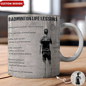 Personalized Badminton Life Lessons Mug-Gift For Badminton Lovers