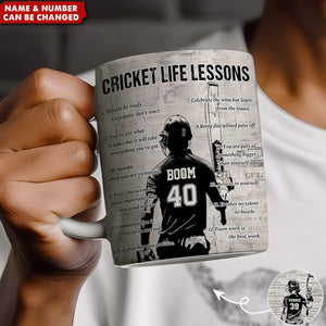 Personalized Cricket Life Lessons Mug - Great Gift For Cricket Lovers