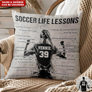 Personalized Soccer Life Lessons Pillow-Gift For Soccer Lovers