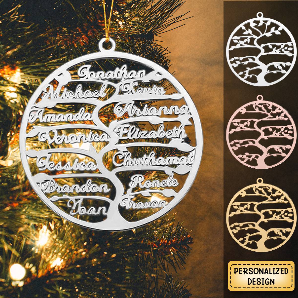 Personalized Family Tree ornament with 1-13 Name Tree of Life ornament Christmas Gift for Mom Grandma