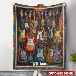 Beautiful Guitars-Personalized Guitar Blanket-Gift for Guitar Lover