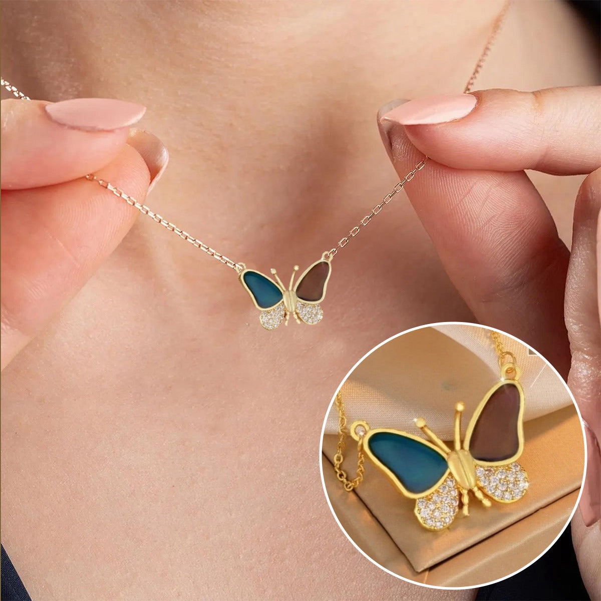 Color Changing Butterfly Necklace - Gift For Butterfly Lovers