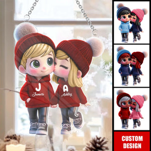 Personalized Cartoon Couple Window Hanging Suncatcher