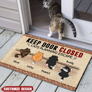 New Release-Cats Planning Escape Naughty Cat Brick Personalized Doormat