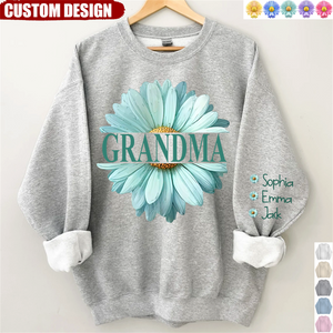 New Release-Personalized Grandma Flower Daisy Color And Grandkids Sweatshirt