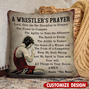 A Wrester's Prayer - Personalized Wrestling Pillow - Gift For Wrestling Lovers