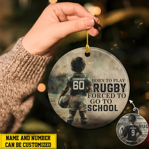 Born To Play Rugby Personalized Rugby Boy/Girl Christmas Ceramic Ornament-Gift For Rugby Lovers