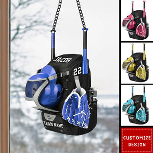 Personalized Baseball/Softball Bag with Helmet & Gloves Suncatcher Ornament - Gift For Baseball&Softball Lovers