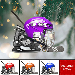 Personalized Hockey Helmet Christmas Ornament Gift For Hockey Lovers-2024 New Release