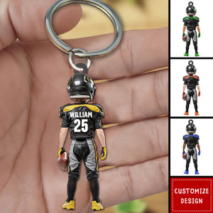 Personalized Kid American Football Keychain - Gifts For Young American Football Lovers