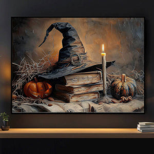 Spooky Season Wall Art Decor, Halloween Poster Gift For Witch And Book Lovers