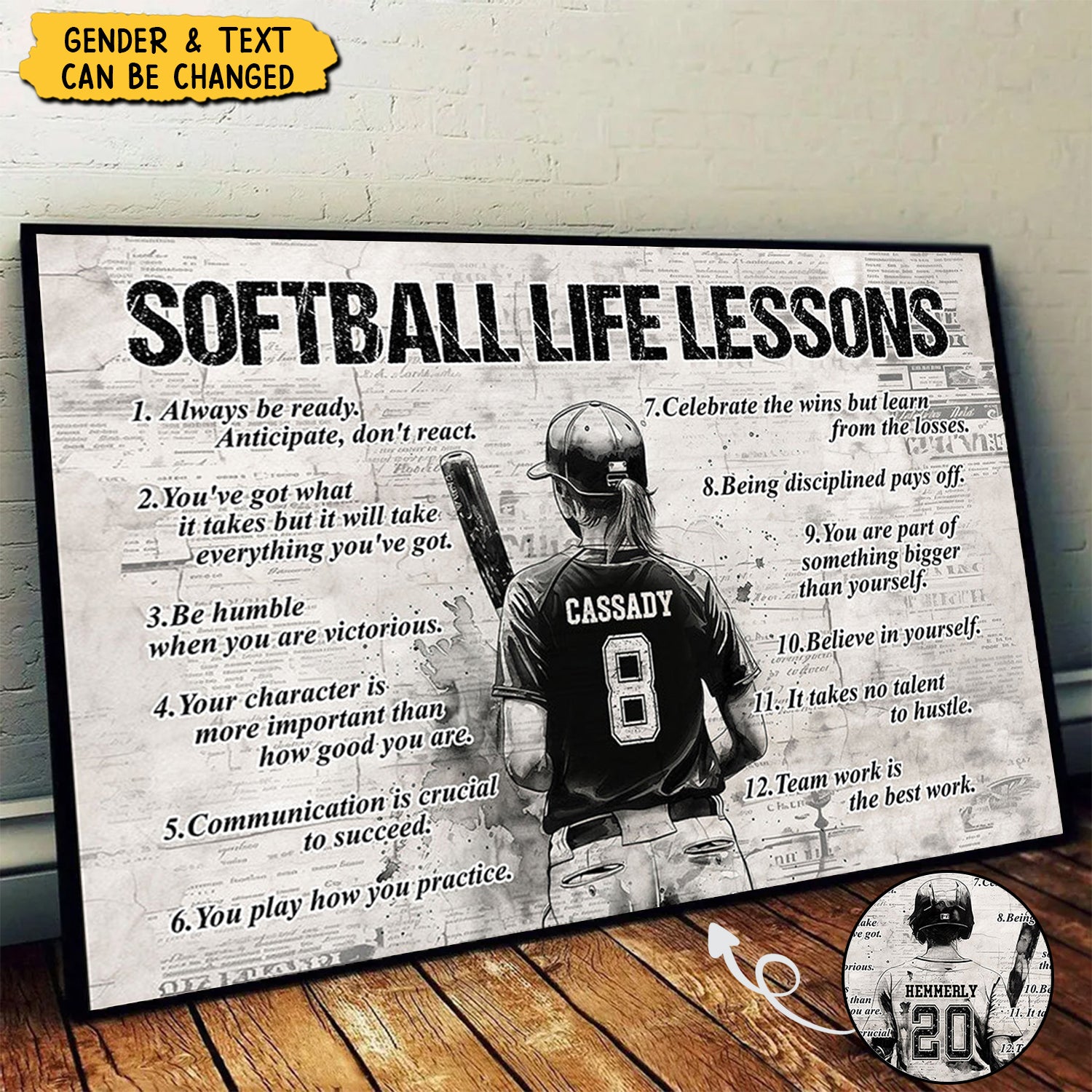 New Release - Personalized Softball Life Lessons Poster- Gift For Softball Lovers