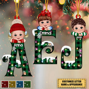 Christmas Alphabet Personalized Kids Ornament - Gift For Boy,Girl