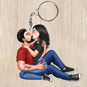 Couple Kissing Personalized Acrylic Keychain - Gift For Couple