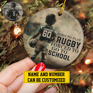 Born To Play Rugby Personalized Rugby Boy/Girl Christmas Ceramic Ornament-Gift For Rugby Lovers