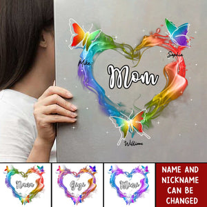 Grandma Mom Colorful Smoke Heart Butterflies Personalized Sticker Decal