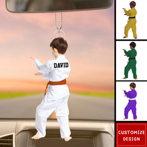 Personalized Kid Karate,Jiu Jitsu,Judo Car Ornament - Gift For Karate,Jiu-Jitsu Lovers