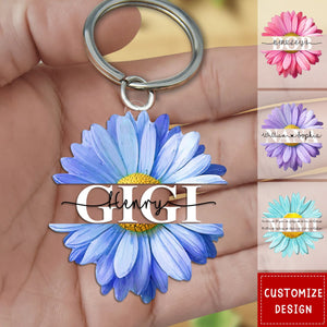 Mom Grandma Flower Daisy Color And Kids Acrylic Keychain