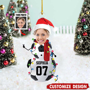 2024 New Release-Personalized Photo Soccer Snowman Ornament Gifts For Soccer Lovers