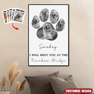 Personalized Memorial Dog Paw Photo Collage Poster