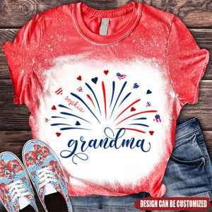 Personalized Firework America Flag Grandma And Kids 3D T-shirt