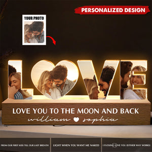 Love You To The Moon And Back-Personalized Photo LED Night Light-Gift For Couple