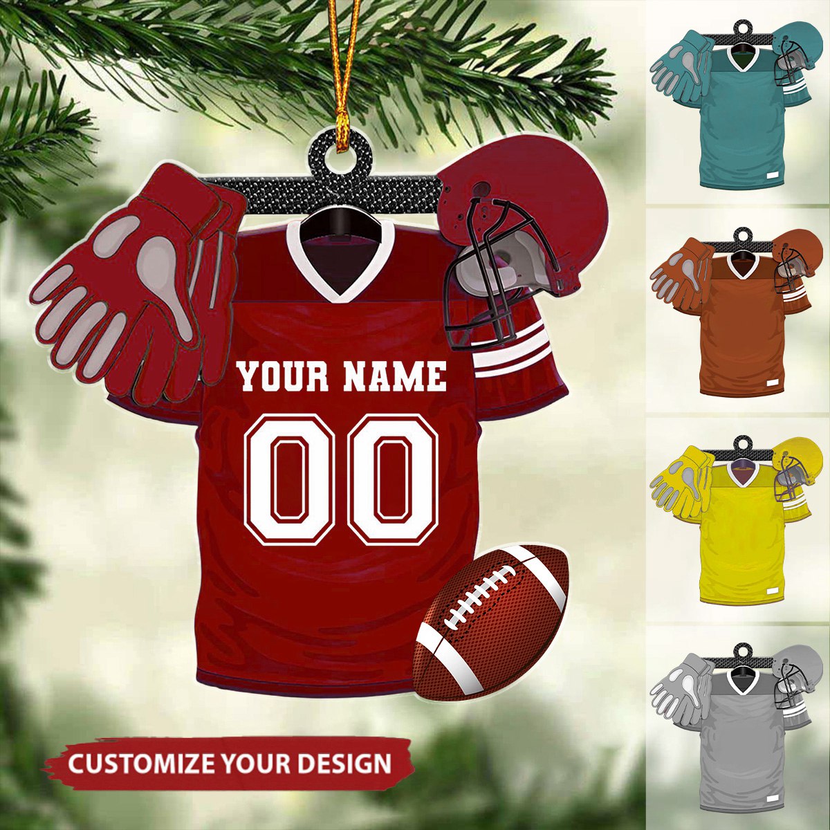 2024 New Release Personalized American Football Uniform Christmas Ornament Football Helmet And Ball - Gift For Football Lover