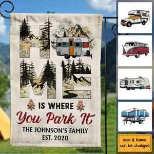 Gift Idea For Family Trip Camping Home Is Where You Park It Flag