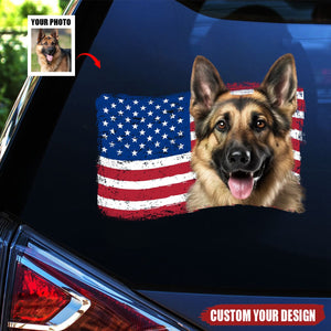 America personalized dog flag printed decal -  gift for dog lovers