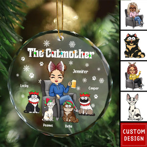 2024 New Release Christmas The Cat Mother - Personalized Circle Acrylic Ornament