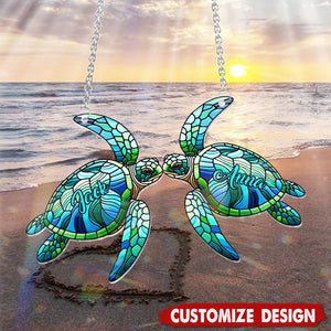 You & Me, We Got This - Personalized Turtle Couple Suncatcher Ornament, Gift For Couple