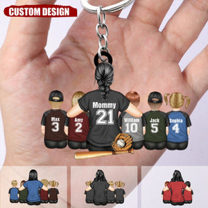 Baseball Mom Behind Every Baseball Player - Gift For Mom - Personalized Acrylicc Keychain