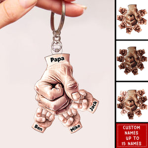 Happy Father‘s Day To Amazing Daddy/Grandpa Hands Personalized Acrylic Keychain