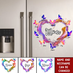 Grandma Mom Colorful Smoke Heart Butterflies Personalized Sticker Decal