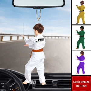 Personalized Kid Karate,Jiu Jitsu,Judo Car Ornament - Gift For Karate,Jiu-Jitsu Lovers