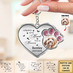 Personalized Acrylic Keychain-Memorial Gift Idea For Pet Lover - A Big Piece Of My Heart Lives In Heaven