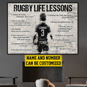 Personalized Rugby Life Lessons Boy Poster-Gift For Rugby Lovers