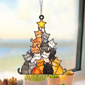 Cat Christmas Window Hanging Suncatcher Gift For Cat Lovers