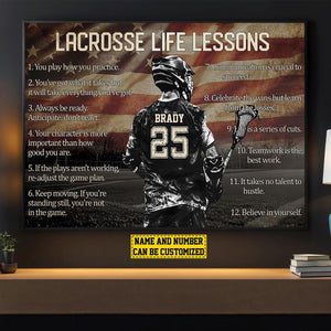 Personalized American Lacrosse Life Lessons Poster-Gift For Lacrosse Lovers