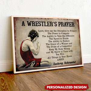 A Wrester's Prayer-Personalized Wrestling Poster-Gift For Husband,Boyfriend,Son