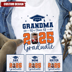 Proud Family Of 2025 Senior Graduation Photo Personalized T-Shirt